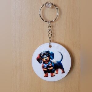 💀NEW 💀 Dachshund Print White Key Holder